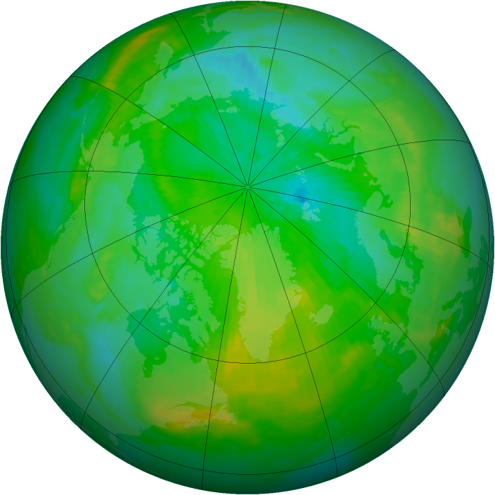 Arctic ozone map for 16 August 1980